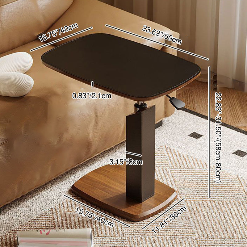 Modern Minimalist Rectangular Particle Board Carbon Steel Saddle Leather Side Table 1-Tier For Living Room