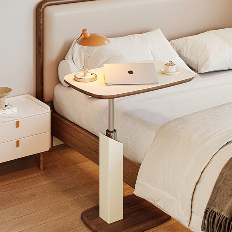 Modern Minimalist Rectangular Particle Board Carbon Steel Saddle Leather Side Table 1-Tier For Living Room