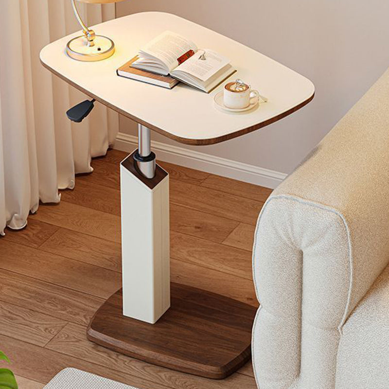 Modern Minimalist Rectangular Particle Board Carbon Steel Saddle Leather Side Table 1-Tier For Living Room