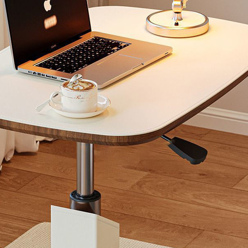 Modern Minimalist Rectangular Particle Board Carbon Steel Saddle Leather Side Table 1-Tier For Living Room