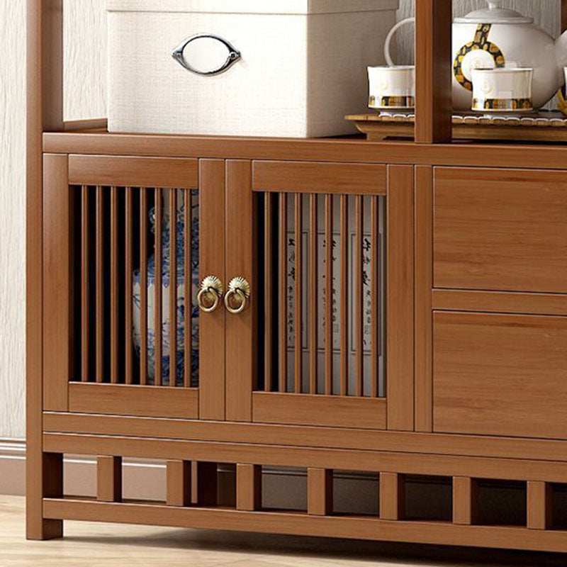 Armoire de rangement rectangulaire traditionnelle chinoise en bambou et panneau de fibres à densité moyenne, 1 armoire pour salon 