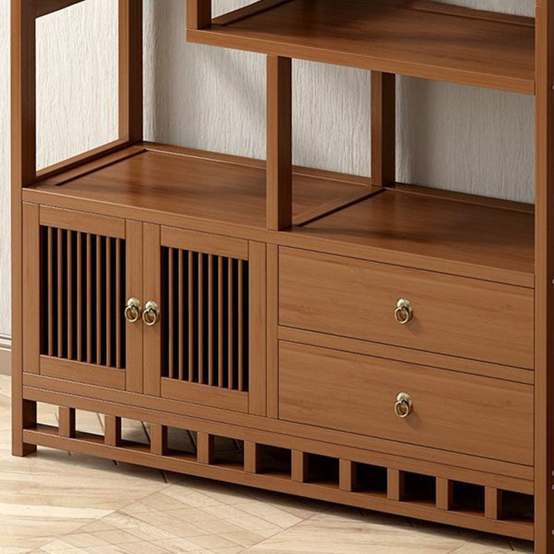Armoire de rangement rectangulaire traditionnelle chinoise en bambou et panneau de fibres à densité moyenne, 1 armoire pour salon 