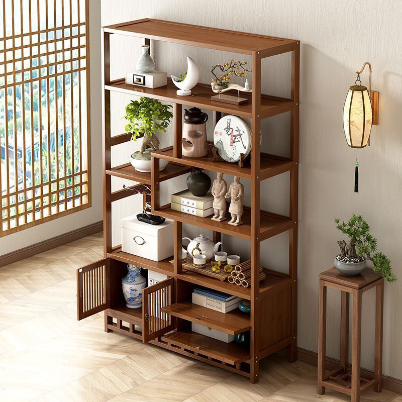 Armoire de rangement rectangulaire traditionnelle chinoise en bambou et panneau de fibres à densité moyenne, 1 armoire pour salon 