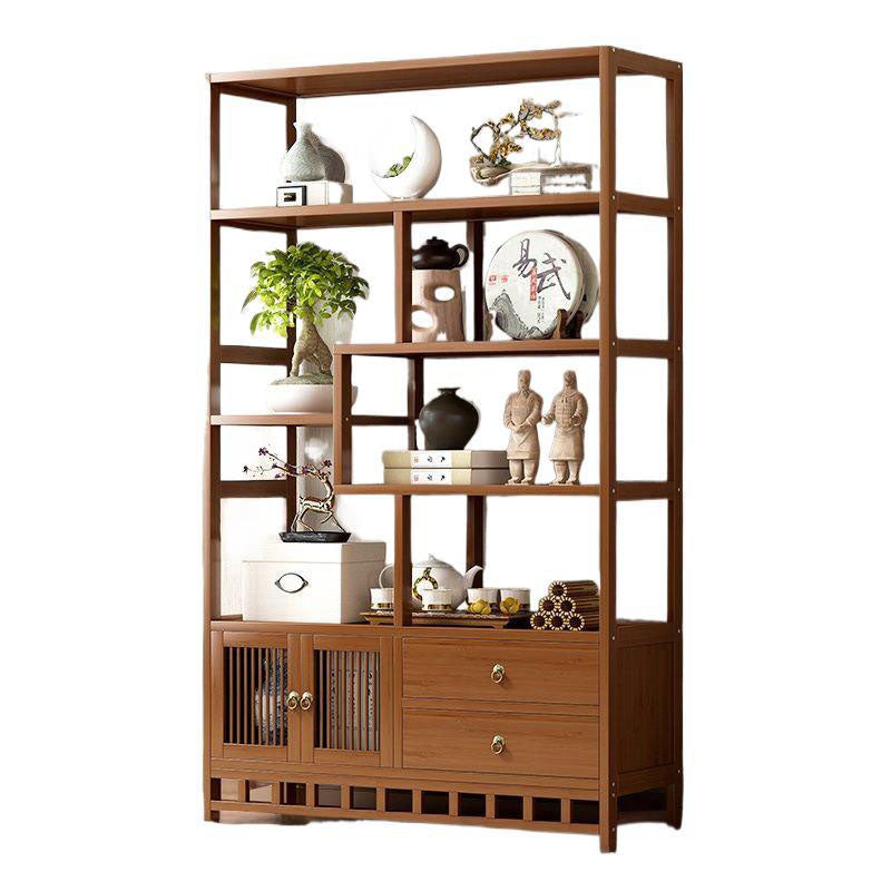 Armoire de rangement rectangulaire traditionnelle chinoise en bambou et panneau de fibres à densité moyenne, 1 armoire pour salon 