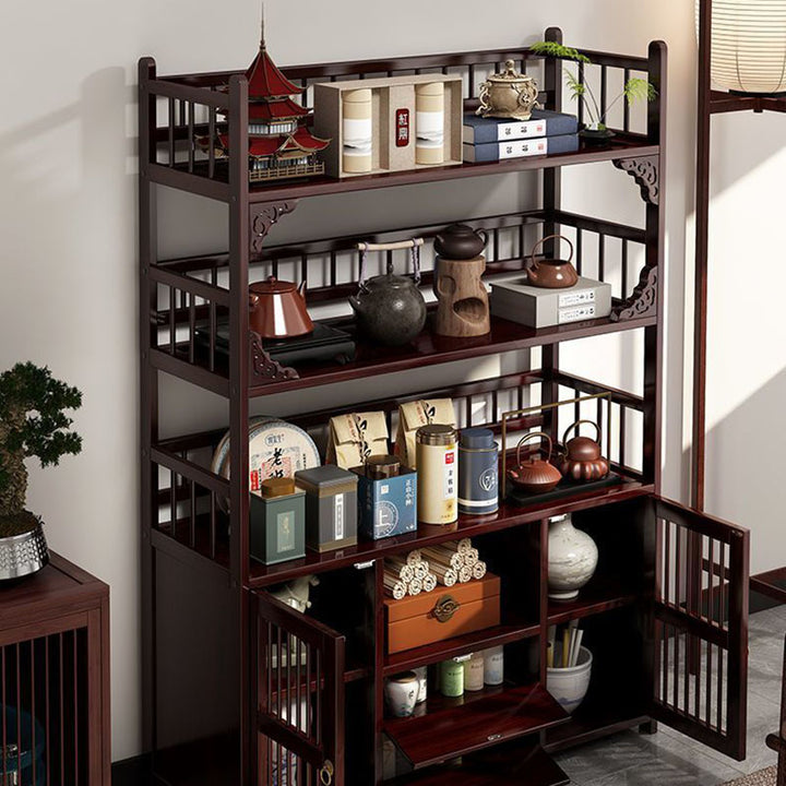 Traditioneller chinesischer rechteckiger Bambus-MDF-Aufbewahrungsschrank 4/5-stufig für das Wohnzimmer 