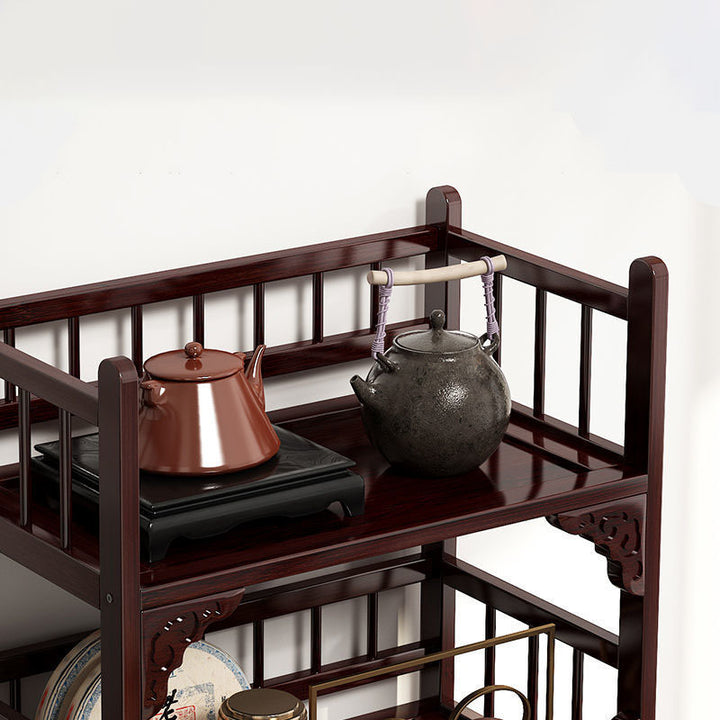 Traditioneller chinesischer rechteckiger Bambus-MDF-Aufbewahrungsschrank 4/5-stufig für das Wohnzimmer 