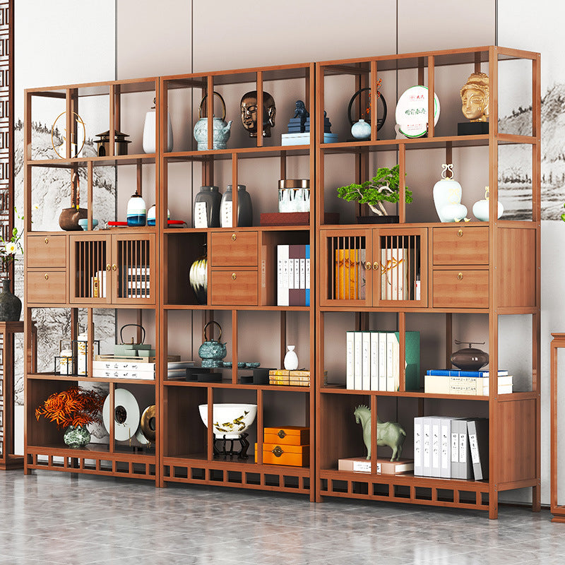 Traditional Chinese Rectangular Bamboo Medium Density Fiberboard Storage Cabinet 2-Drawer For Living Room