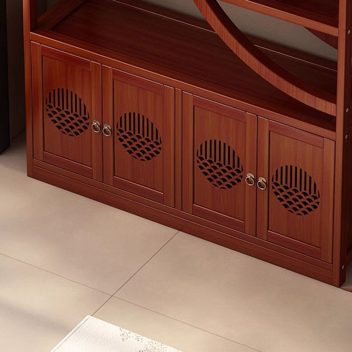 Traditional Chinese Rectangular Bamboo Medium Density Fiberboard Storage Cabinet 2-Cabinet For Living Room