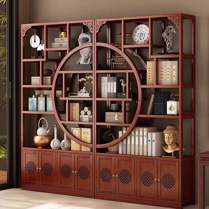 Traditional Chinese Rectangular Bamboo Medium Density Fiberboard Storage Cabinet 2-Cabinet For Living Room