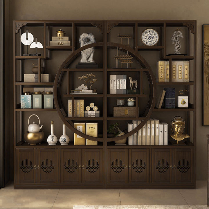 Armoire de rangement rectangulaire en bambou traditionnelle chinoise en panneau de fibres à densité moyenne, 2 portes, pour salon 