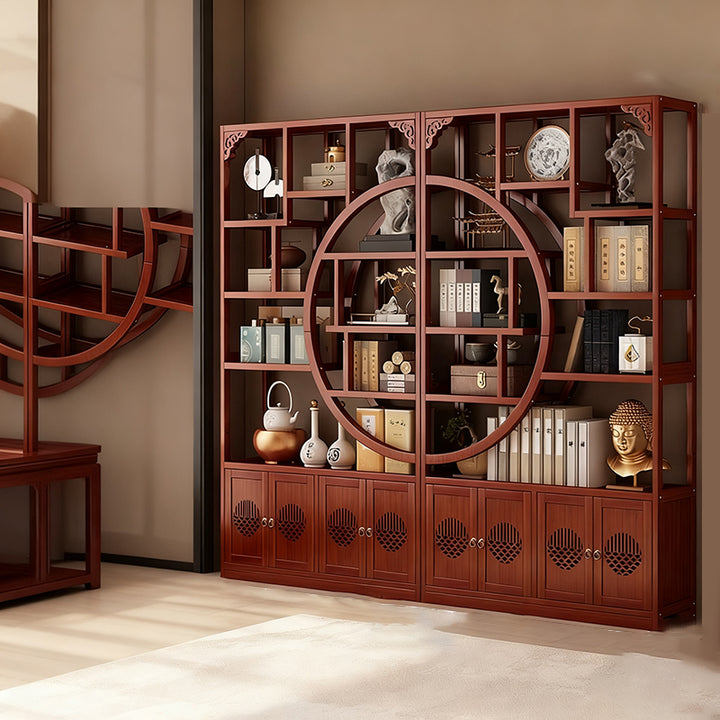 Traditional Chinese Rectangular Bamboo Medium Density Fiberboard Storage Cabinet 2-Cabinet For Living Room