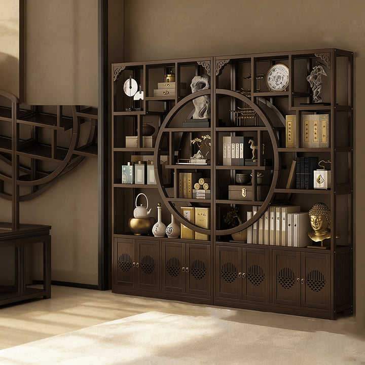 Traditional Chinese Rectangular Bamboo Medium Density Fiberboard Storage Cabinet 2-Cabinet For Living Room