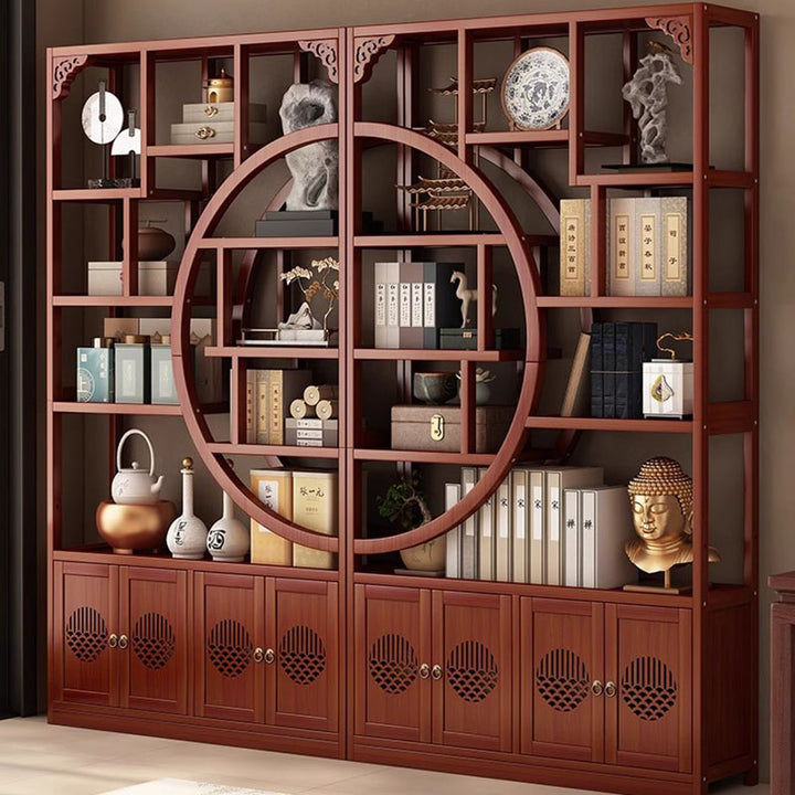 Traditional Chinese Rectangular Bamboo Medium Density Fiberboard Storage Cabinet 2-Cabinet For Living Room