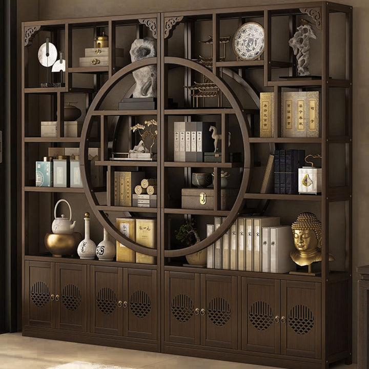 Traditional Chinese Rectangular Bamboo Medium Density Fiberboard Storage Cabinet 2-Cabinet For Living Room