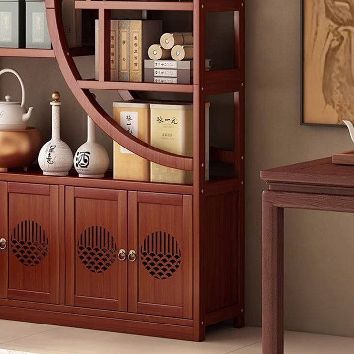 Traditional Chinese Rectangular Bamboo Medium Density Fiberboard Storage Cabinet 2-Cabinet For Living Room