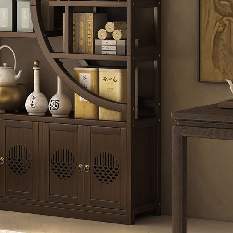 Armoire de rangement rectangulaire en bambou traditionnelle chinoise en panneau de fibres à densité moyenne, 2 portes, pour salon 