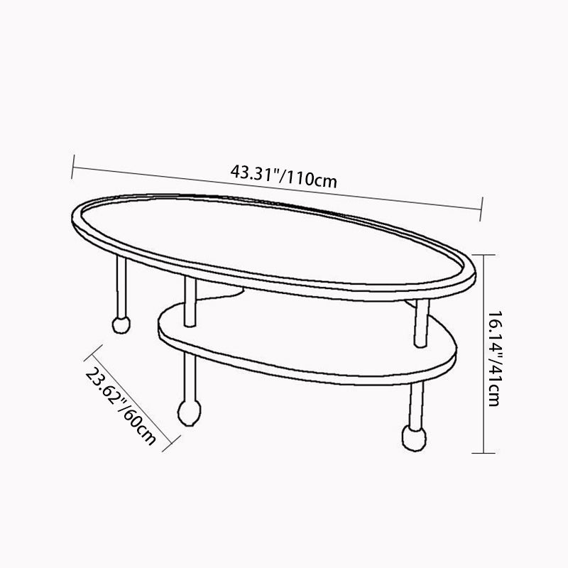 Traditional Vintage Cylindrical Solid Wood Glass Stainless Steel Coffee Table 2-Tier For Living Room