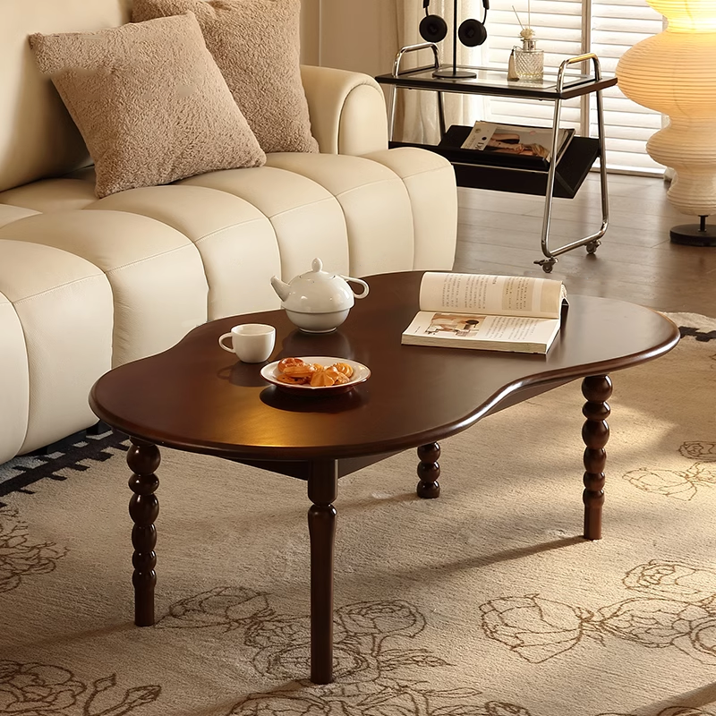 Contemporary Creative Cloud-Shaped Solid Wood Coffee Table 1-Tier For Living Room