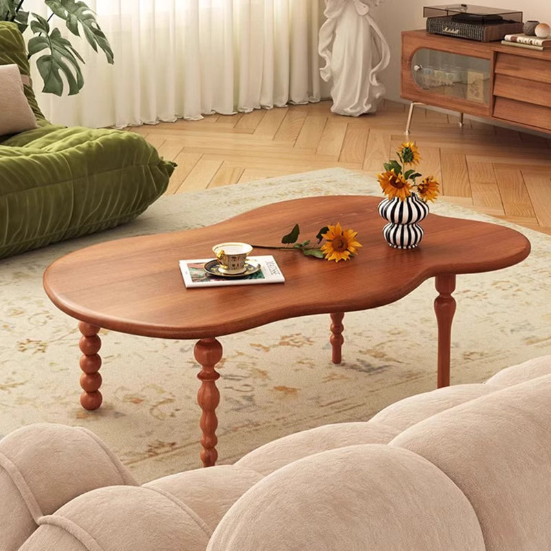 Contemporary Creative Cloud-Shaped Solid Wood Coffee Table 1-Tier For Living Room