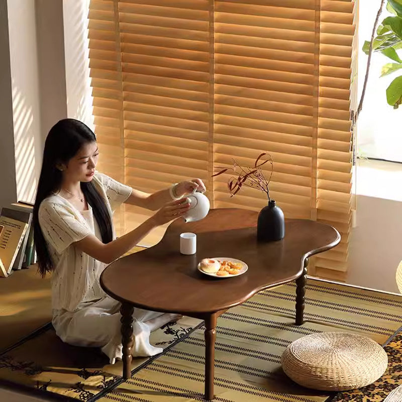 Contemporary Creative Cloud-Shaped Solid Wood Coffee Table 1-Tier For Living Room