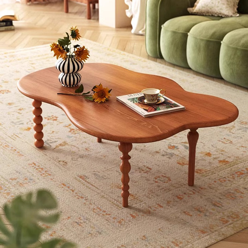 Contemporary Creative Cloud-Shaped Solid Wood Coffee Table 1-Tier For Living Room