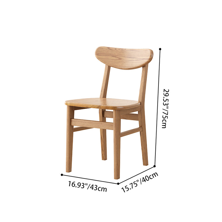 Conjunto de mesa de comedor de madera de fresno escandinavo contemporáneo de América del Norte - Mesa de comedor rectangular con sillas de respaldo elíptico para comedor y cocina 