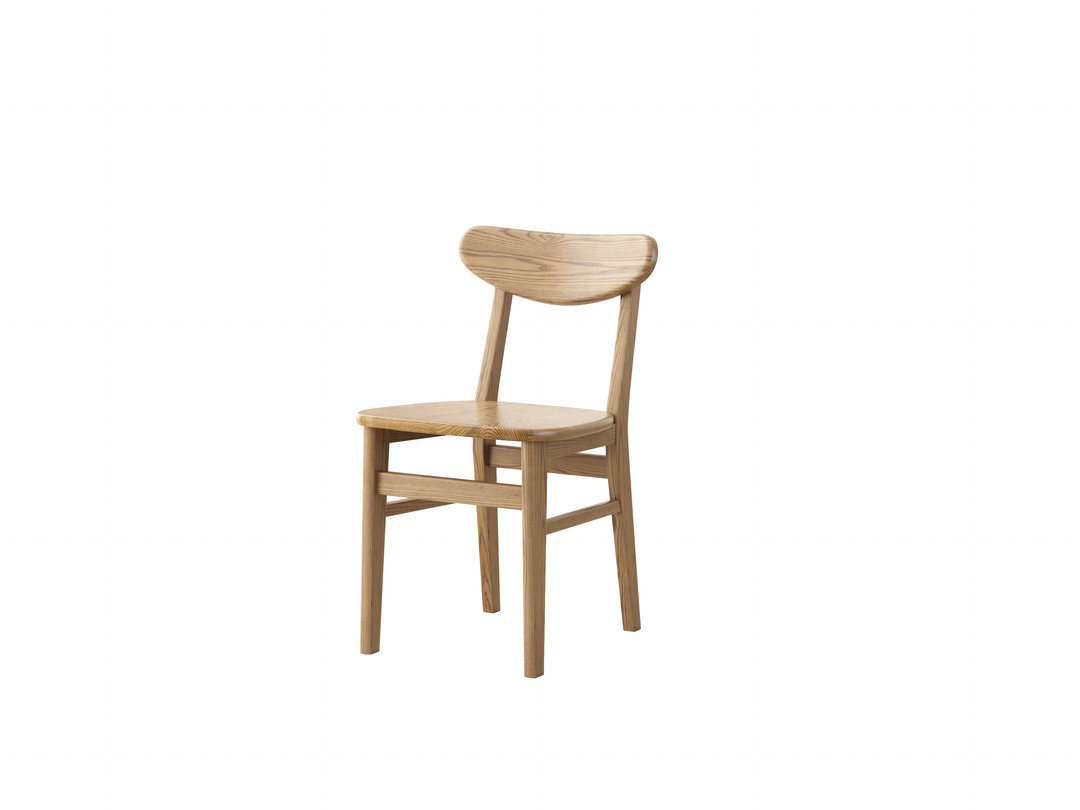 Conjunto de mesa de comedor de madera de fresno escandinavo contemporáneo de América del Norte - Mesa de comedor rectangular con sillas de respaldo elíptico para comedor y cocina 