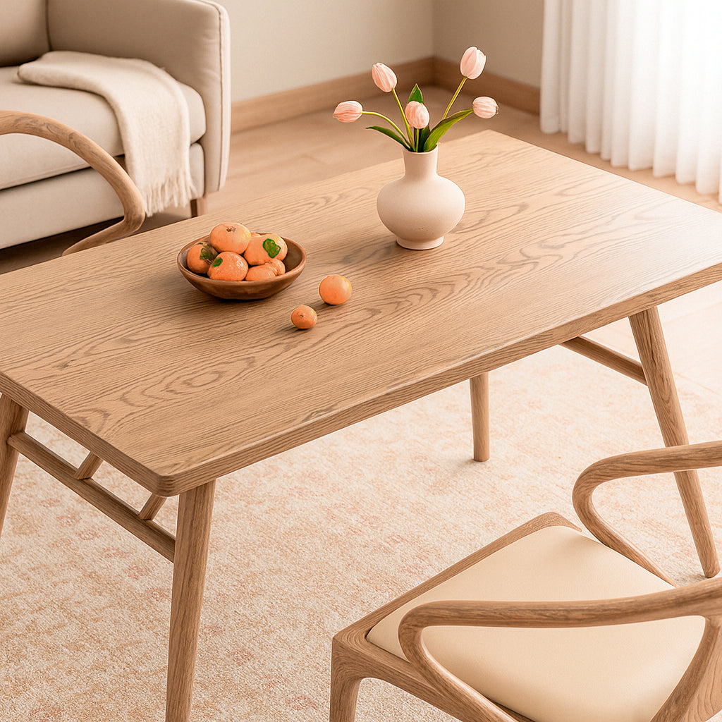 Contemporary Nordic North American Ash Wood Dining Table - Rectangular Solid Wood Table For Kitchen &amp; Dining Room