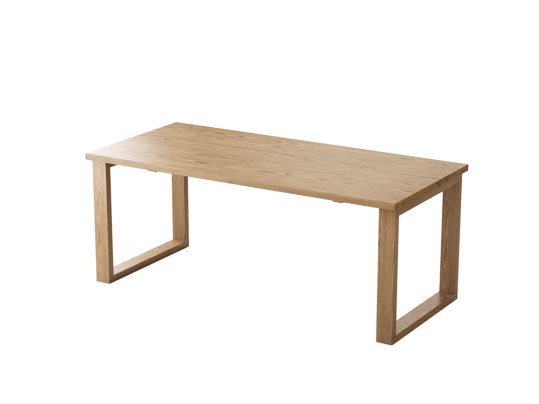 Ensemble de table à manger contemporain en frêne nord-américain nordique - table rectangulaire en bois et chaises courbées pour cuisine et salle à manger 