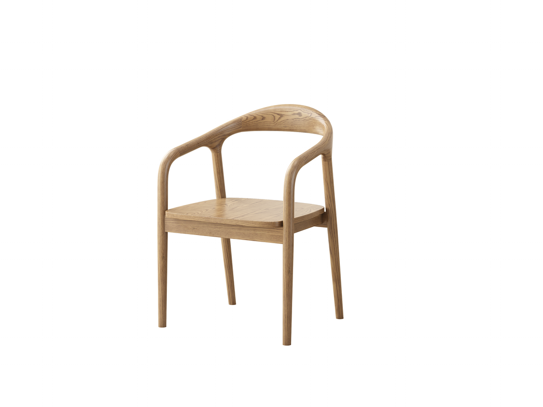 Ensemble de table à manger contemporain en frêne nord-américain nordique - table rectangulaire en bois et chaises courbées pour cuisine et salle à manger 