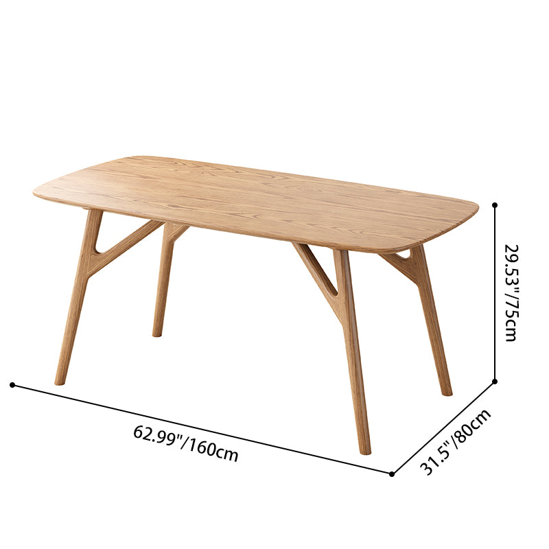 Contemporary Nordic Rectangular North American Ash Wood Dining Table Set - Rectangular Dining Table Rhombus Chairs For Dining Room &amp; Kitchen