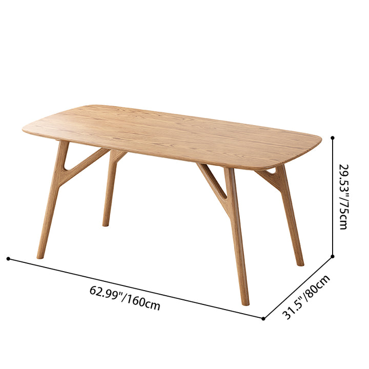 Contemporary Nordic Rectangular North American Ash Wood Dining Table Set - Rectangular Dining Table Rhombus Chairs For Dining Room &amp; Kitchen