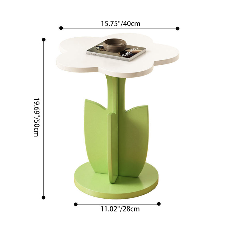 Contemporary Creative Floral-Shaped Engineered Wood Solid Wood Side Table 1-Tier For Living Room