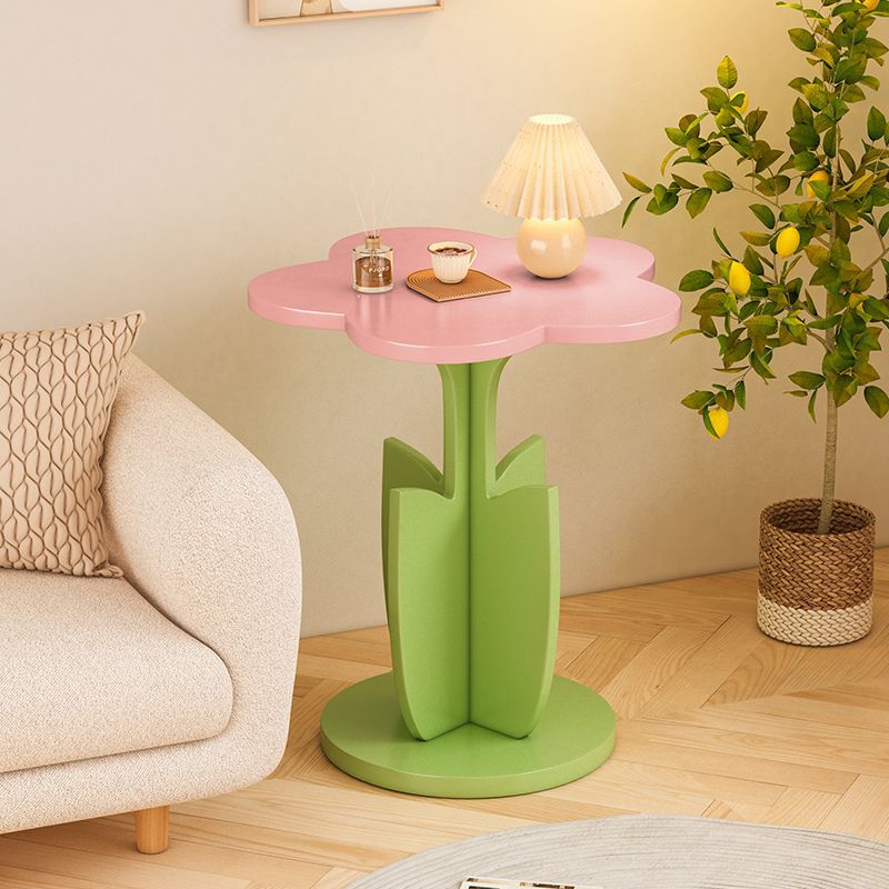 Contemporary Creative Floral-Shaped Engineered Wood Solid Wood Side Table 1-Tier For Living Room
