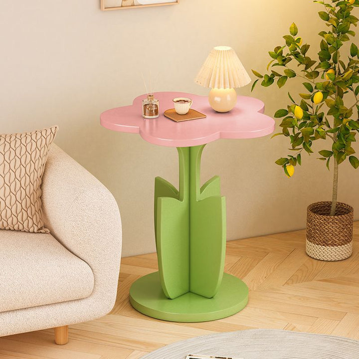 Contemporary Creative Floral-Shaped Engineered Wood Solid Wood Side Table 1-Tier For Living Room