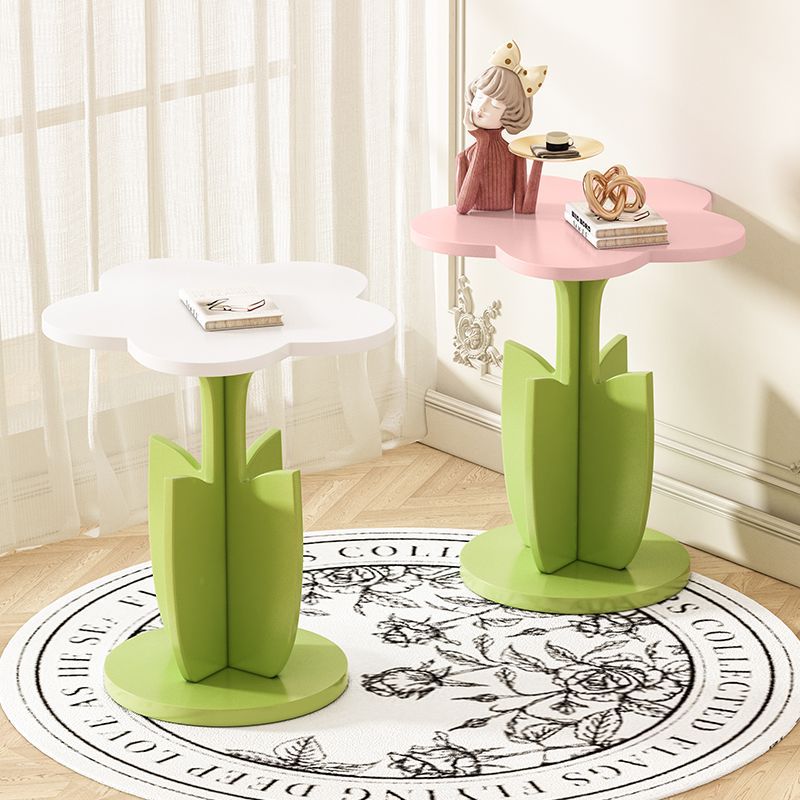 Contemporary Creative Floral-Shaped Engineered Wood Solid Wood Side Table 1-Tier For Living Room