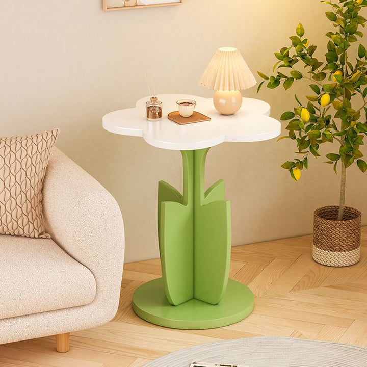 Contemporary Creative Floral-Shaped Engineered Wood Solid Wood Side Table 1-Tier For Living Room