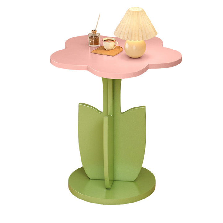 Contemporary Creative Floral-Shaped Engineered Wood Solid Wood Side Table 1-Tier For Living Room