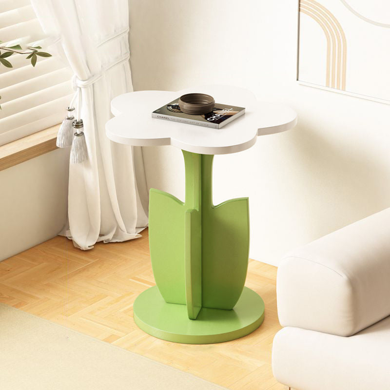 Contemporary Creative Floral-Shaped Engineered Wood Solid Wood Side Table 1-Tier For Living Room
