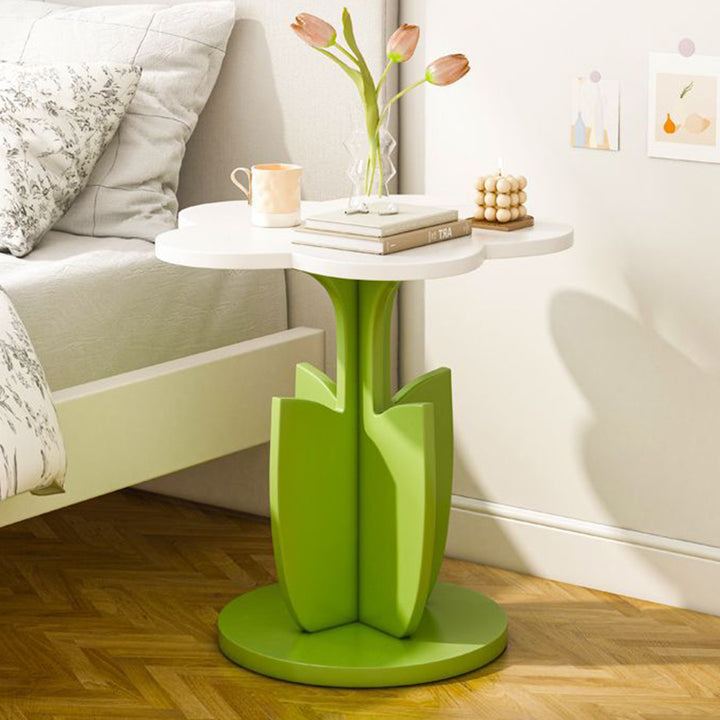 Contemporary Creative Floral-Shaped Engineered Wood Solid Wood Side Table 1-Tier For Living Room