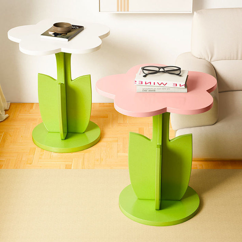 Contemporary Creative Floral-Shaped Engineered Wood Solid Wood Side Table 1-Tier For Living Room