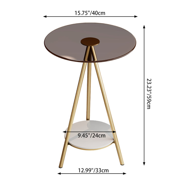 Modern Minimalist Cylindrical Tempered Glass PP Carbon Steel Side Table 2-Tier For Living Room