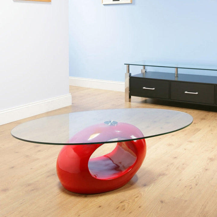 Moderner minimalistischer runder hohler Design-ABS-Glas-Couchtisch aus gehärtetem Glas mit 2 Ebenen für das Wohnzimmer 