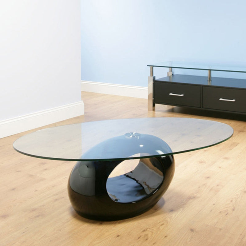 Moderner minimalistischer runder hohler Design-ABS-Glas-Couchtisch aus gehärtetem Glas mit 2 Ebenen für das Wohnzimmer 