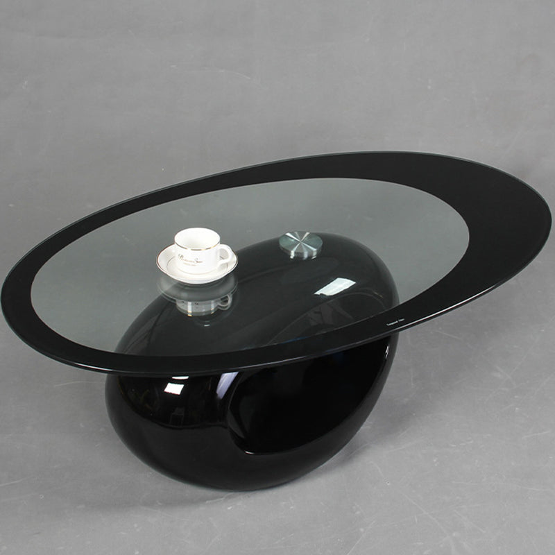 Moderner minimalistischer runder hohler Design-ABS-Glas-Couchtisch aus gehärtetem Glas mit 2 Ebenen für das Wohnzimmer 