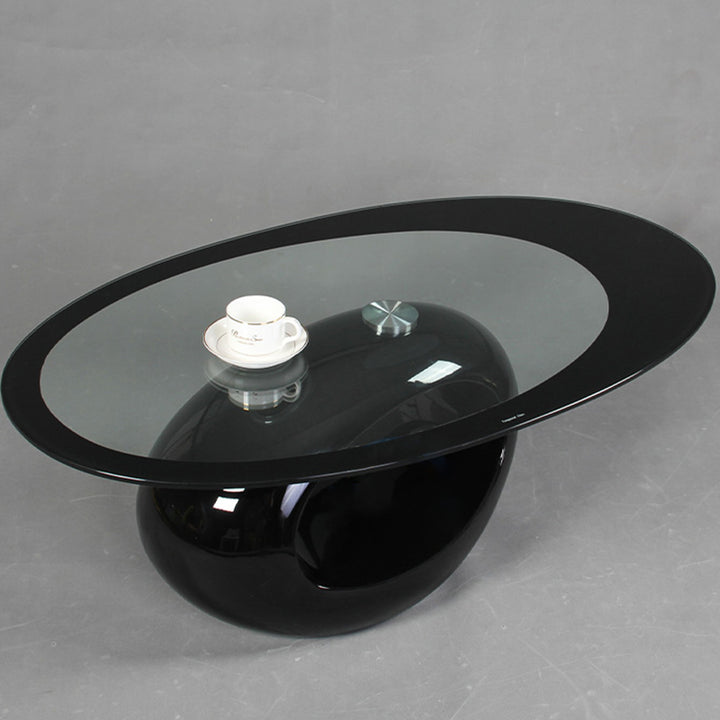 Moderner minimalistischer runder hohler Design-ABS-Glas-Couchtisch aus gehärtetem Glas mit 2 Ebenen für das Wohnzimmer 