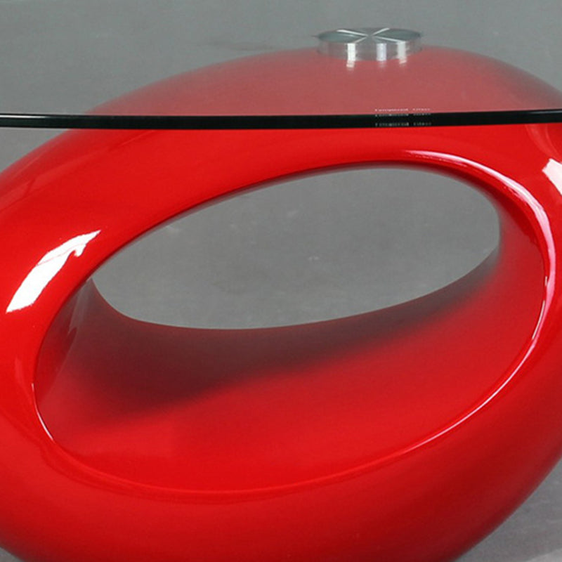 Moderner minimalistischer runder hohler Design-ABS-Glas-Couchtisch aus gehärtetem Glas mit 2 Ebenen für das Wohnzimmer 