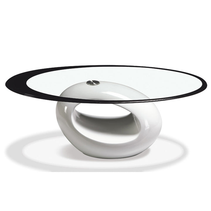 Moderner minimalistischer runder hohler Design-ABS-Glas-Couchtisch aus gehärtetem Glas mit 2 Ebenen für das Wohnzimmer 