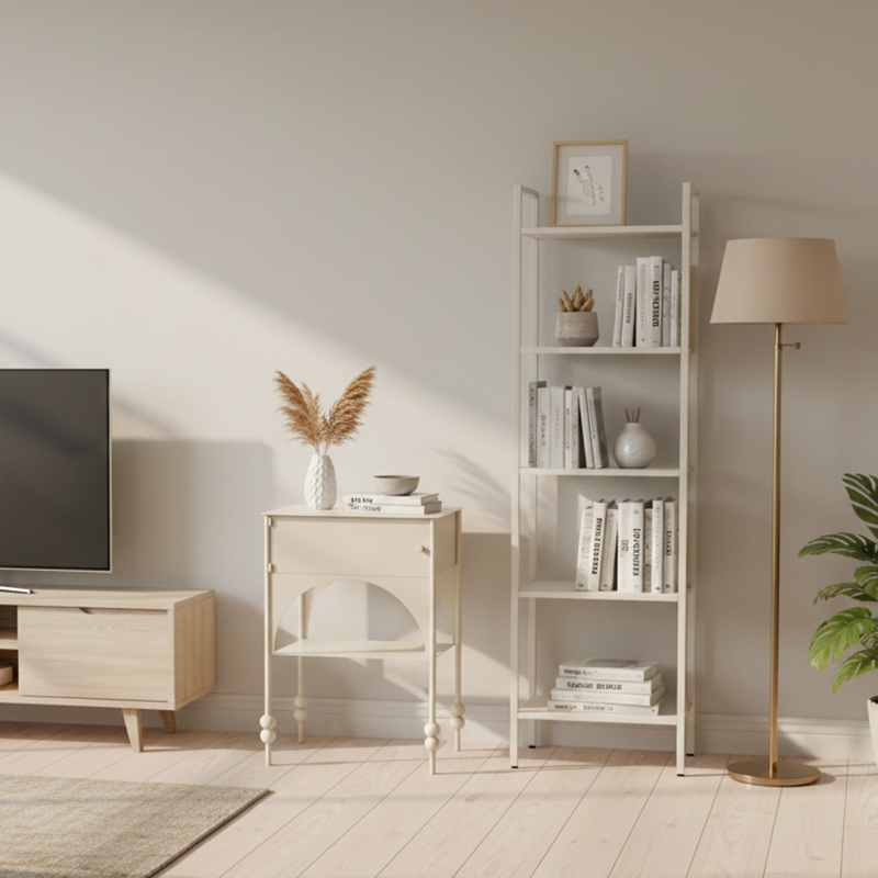 Moderner minimalistischer rechteckiger gewölbter High-Heel-Design-Eisen-Nachttisch mit 1 Schrank für das Schlafzimmer 