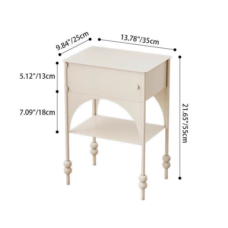 Moderner minimalistischer rechteckiger gewölbter High-Heel-Design-Eisen-Nachttisch mit 1 Schrank für das Schlafzimmer 